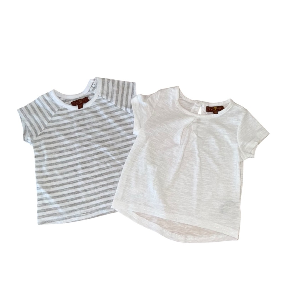 7FAM Shirts Set of Two Gray and White Striped Size 12 Months